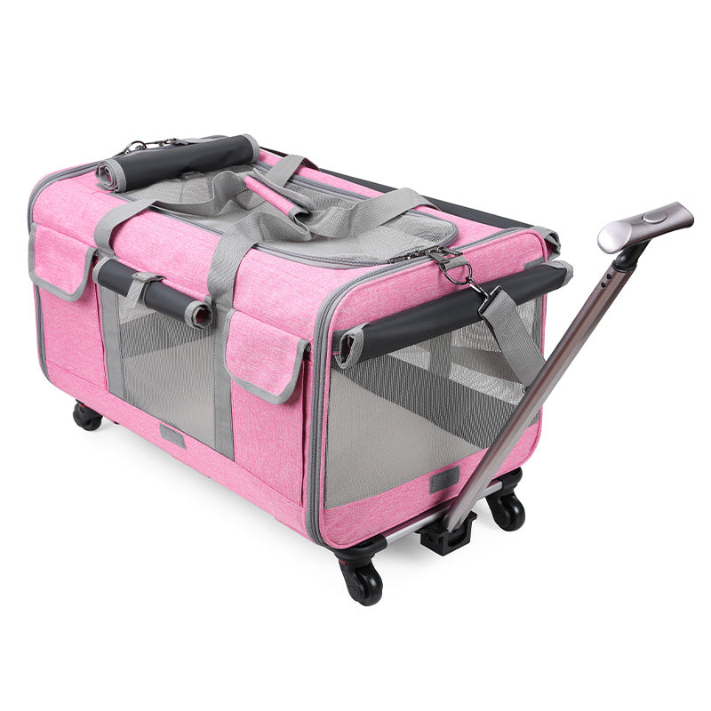 Foldable Pet Travel Carrier Trolley Box
