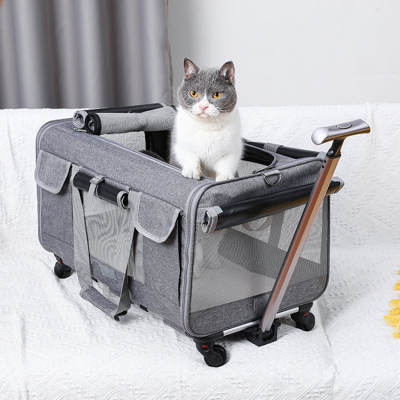 Foldable Pet Travel Carrier Trolley Box