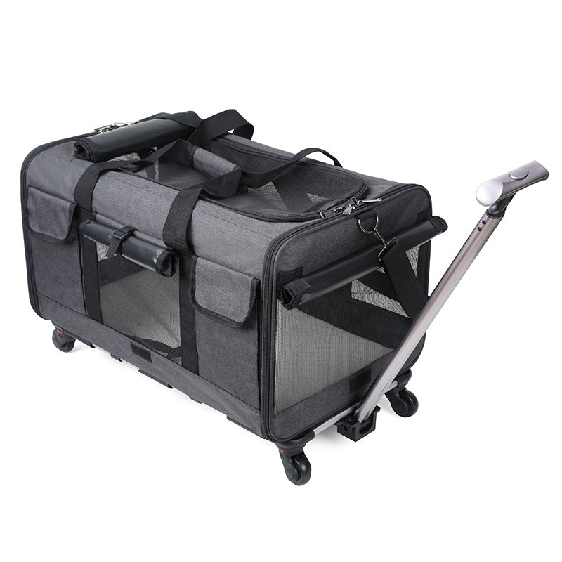 Foldable Pet Travel Carrier Trolley Box