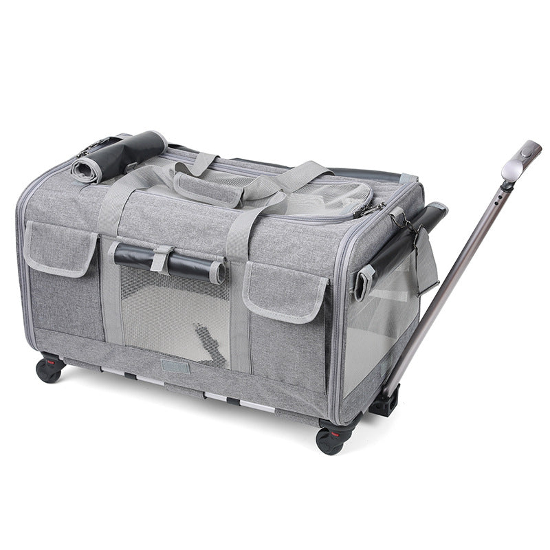 Foldable Pet Travel Carrier Trolley Box