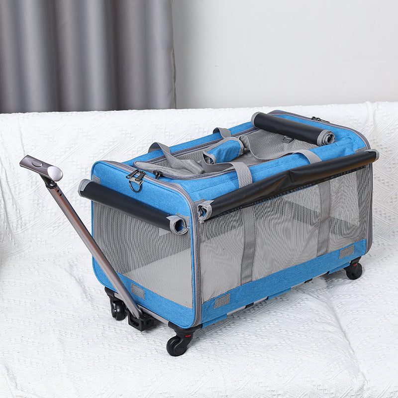 Foldable Pet Travel Carrier Trolley Box