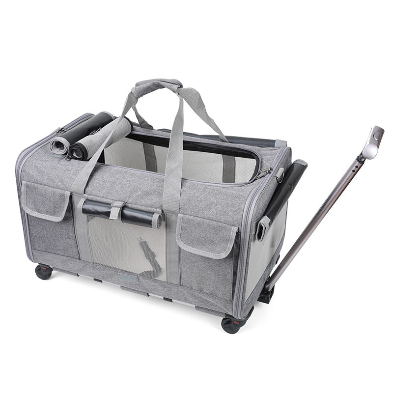 Foldable Pet Travel Carrier Trolley Box