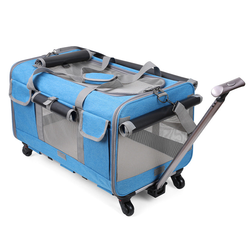 Foldable Pet Travel Carrier Trolley Box
